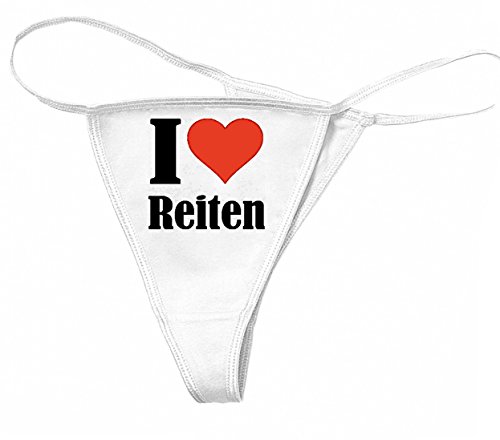 Damen String-Tanga I Love Reiten Größe S Farbe Weiss Druck Schwarz von Reifen-Markt