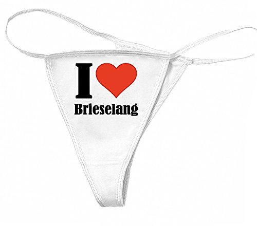 Reifen-Markt Damen String-Tanga I Love Brieselang Größe S Farbe Weiss Druck Schwarz von Reifen-Markt