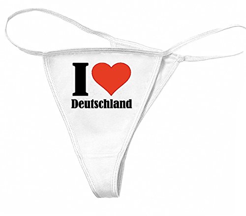 Reifen-Markt Damen String-Tanga I Love Deutschland Größe M Farbe Weiss Druck Schwarz von Reifen-Markt