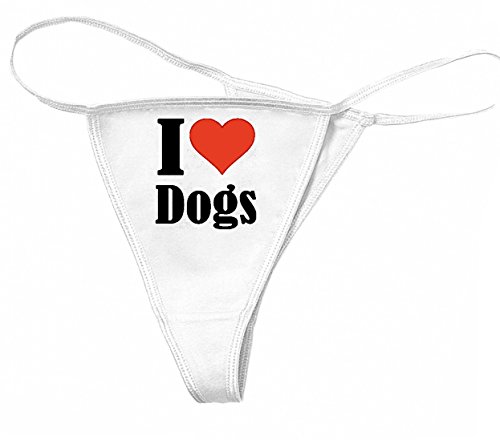 Reifen-Markt Damen String-Tanga I Love Dogs Größe S Farbe Weiss Druck Schwarz von Reifen-Markt