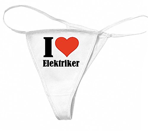 Reifen-Markt Damen String-Tanga I Love Elektriker Größe M Farbe Weiss Druck Schwarz von Reifen-Markt