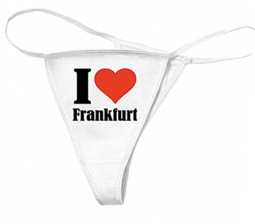 Reifen-Markt Damen String-Tanga I Love Frankfurt Größe S Farbe Weiss Druck Schwarz von Reifen-Markt