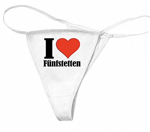 Reifen-Markt Damen String-Tanga I Love Fünfstetten Größe XL Farbe Weiss Druck Schwarz von Reifen-Markt