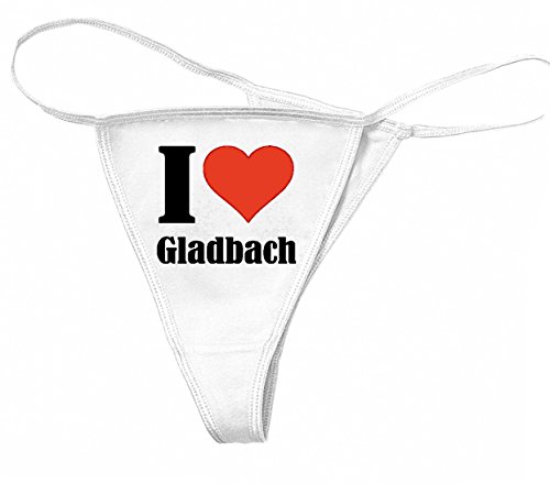 Reifen-Markt Damen String-Tanga I Love Gladbach Größe S Farbe Weiss Druck Schwarz von Reifen-Markt