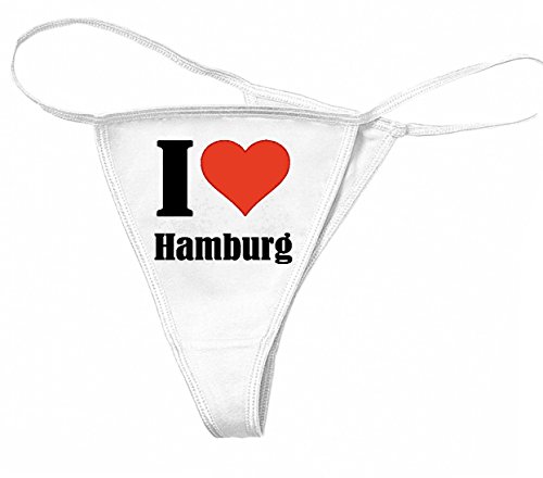 Reifen-Markt Damen String-Tanga I Love Hamburg Größe XS Farbe Weiss Druck Schwarz von Reifen-Markt