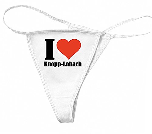 Reifen-Markt Damen String-Tanga I Love Knopp-Labach Größe XL Farbe Weiss Druck Schwarz von Reifen-Markt