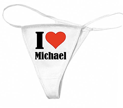 Reifen-Markt Damen String-Tanga I Love Michael Größe XL Farbe Weiss Druck Schwarz von Reifen-Markt