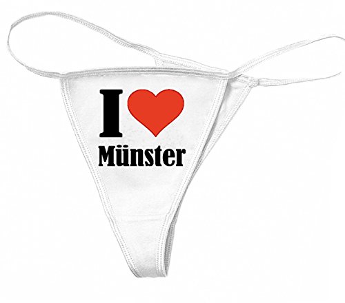 Reifen-Markt Damen String-Tanga I Love Münster Größe M Farbe Weiss Druck Schwarz von Reifen-Markt
