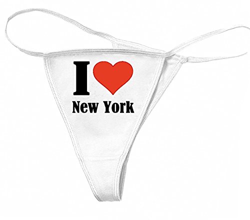 Reifen-Markt Damen String-Tanga I Love New York Größe M Farbe Weiss Druck Schwarz von Reifen-Markt
