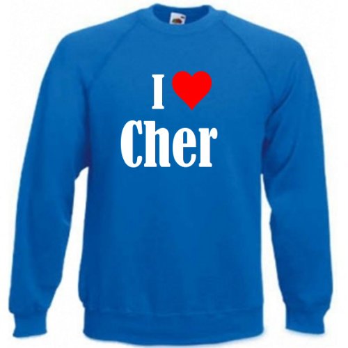 Reifen-Markt Sweatshirt Damen I Love Cher Größe L Farbe Blau Druck Weiss von Reifen-Markt