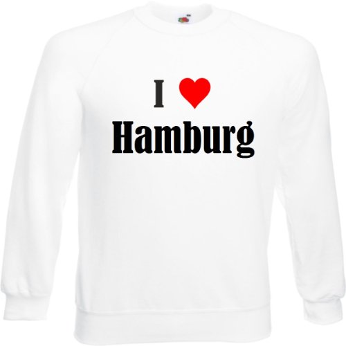 Reifen-Markt Sweatshirt Damen I Love Hamburg Größe M Farbe Weiss Druck Schwarz von Reifen-Markt