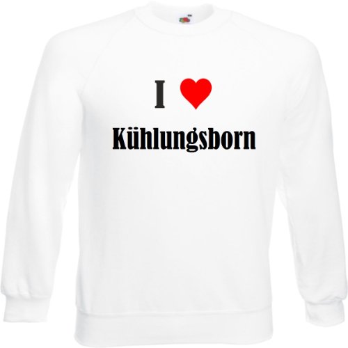 Reifen-Markt Sweatshirt Damen I Love Kühlungsborn Größe M Farbe Weiss Druck Schwarz von Reifen-Markt