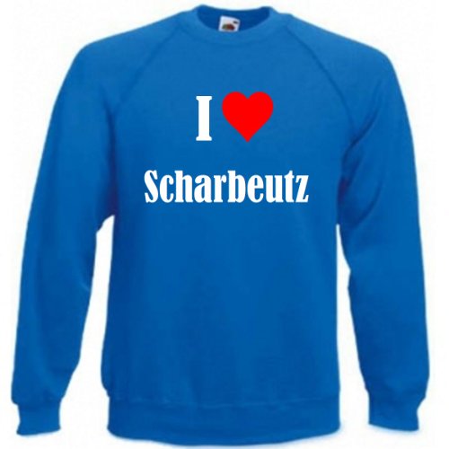 Reifen-Markt Sweatshirt Damen I Love Scharbeutz Größe M Farbe Blau Druck Weiss von Reifen-Markt