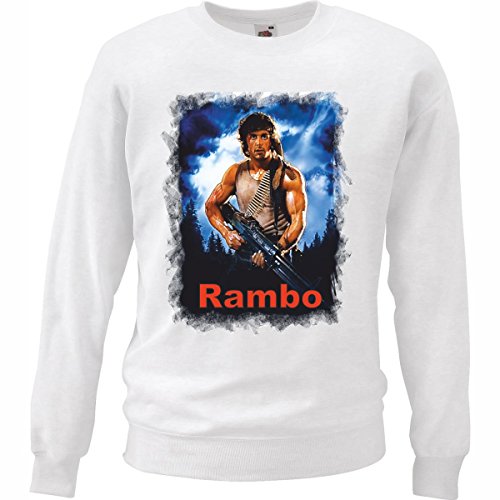 Reifen-Markt Sweatshirt Herren Rambo-Motiv01-Weiss-M von Reifen-Markt