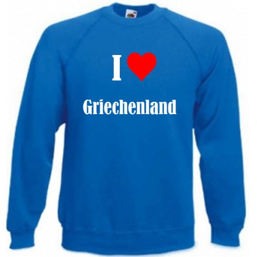 Reifen-Markt Sweatshirt Kinder I Love Griechenland Größe 140 Farbe Blau Druck Weiss von Reifen-Markt