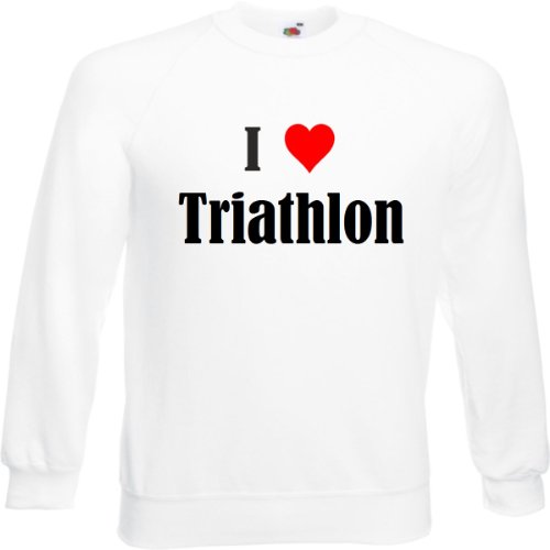 Reifen-Markt Sweatshirt Kinder I Love Triathlon Größe 140 Farbe Weiss Druck Schwarz von Reifen-Markt