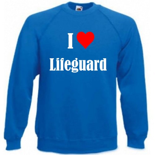 Sweatshirt Kinder I Love Lifeguard Größe 140 Farbe Blau Druck Weiss von Reifen-Markt