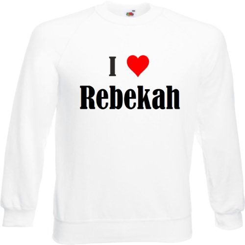 Sweatshirt Kinder I Love Rebekah Größe 152 Farbe Weiss Druck Schwarz von Reifen-Markt