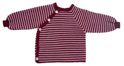 Reiff Baby-Schlüttli aus Bio-Merinowolle – kuschelige Strickjacke mit Knöpfen – Größe 62-68 – Farbe Beere/rosa von Reiff