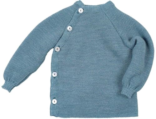 Reiff Baby-Schlüttli aus Bio-Merinowolle – kuschelige Strickjacke mit Knöpfen – Größe 74-80 – Farbe Aqua von Reiff
