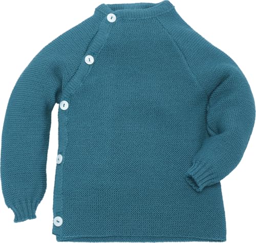 Reiff Baby-Schlüttli aus Bio-Merinowolle – kuschelige Strickjacke mit Knöpfen – Größe 62-68 – Farbe Karibik von Reiff
