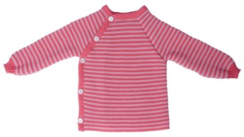 Reiff Baby-Schlüttli aus Bio-Merinowolle – kuschelige Strickjacke mit Knöpfen – Größe 98/104 – Farbe Candy/Ringel von Reiff