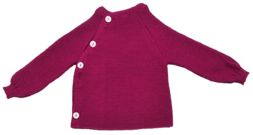 Reiff Baby-Schlüttli aus Bio-Merinowolle – kuschelige Strickjacke mit Knöpfen – Größe 74-80 – Farbe Beere von Reiff