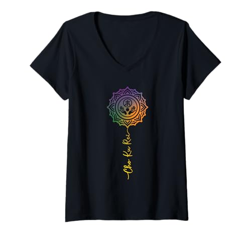 Damen Reiki Heilende Hände Spirituelle Reiki Chakra-Meditation Reiki T-Shirt mit V-Ausschnitt von Reiki Master Accessories for Reiki Therapy