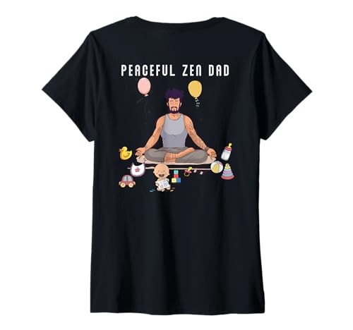 Damen Lustiger friedlicher Zen Dad Namaste Yoga Meditation Kunst auf der Rückseite T-Shirt mit V-Ausschnitt Damen Lustiger friedlicher Zen Dad Namaste Yoga Meditation Kunst auf der Rückseite T-Shirt mit V-Ausschnitt von Reiki Practitioner Yogi Yogini Taiji Tai-chi