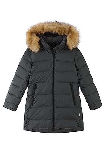 Reima Girls Lunta Winter Jacket Grau - Daunen Warme stylische Mädchen Winterjacke, Größe 128 - Farbe Dark Grey von Reima