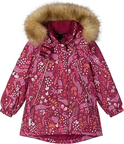 Reima Girls Muhvi Winter Jacket Rot, Mädchen Isolationsjacke, Größe 98 - Farbe Jam Red - Otter Print, Rosa, Einheitsgröße von Reima