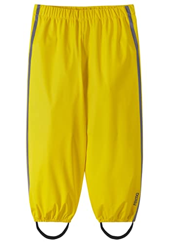 Reima Regenhose OJA für Kinder, wasserdichte Hosen für Kleinkinder (Mädchen und Jungen), aus elastischem Material und mit Fußschlaufen, Winddichte Unisex Outdoorhose Yellow 128 von Reima