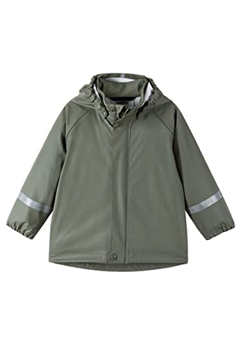 Reima Regenjacke Lampi für Kinder, wasserdichte Jacke mit verschweißten Nähten und abnehmbarer Kapuze, Unisex Regenbekleidung für Mädchen und Jungen Greyish green 104 von Reima