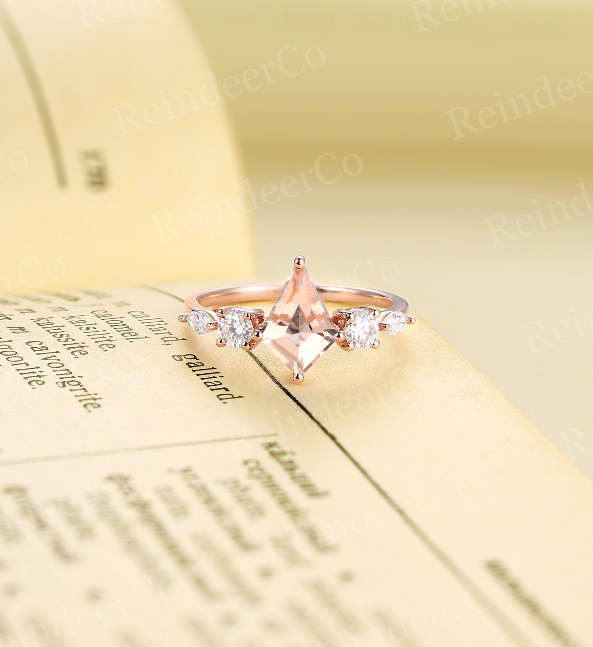 Vintage Drachen Form Orange Pink Morganit Verlobungsring Art Deco Ring Rose Gold Moissanite/Diamant Jubiläumsring Versprechen von ReindeerHub