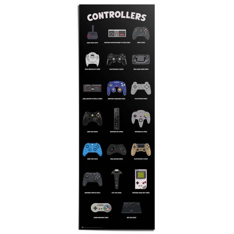 Reinders Poster "Controllers" Teenager Zimmer - Schwarz - 170 gr. Papier - Games - 53x158 cm von Reinders!