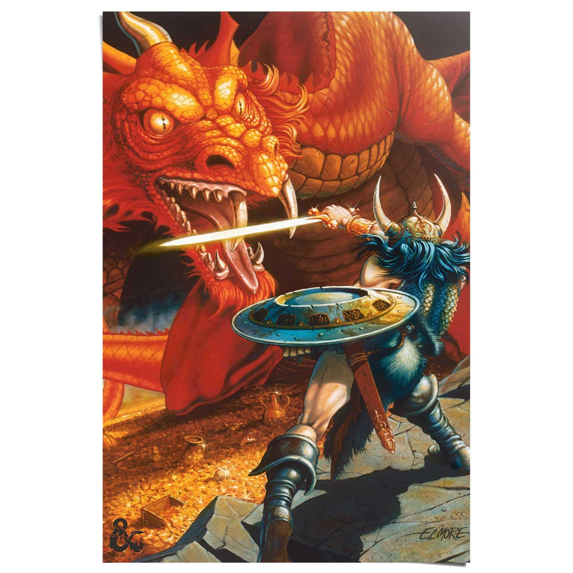 Reinders Poster "Dungeons & Dragons - classic red dragon battle" von Reinders!