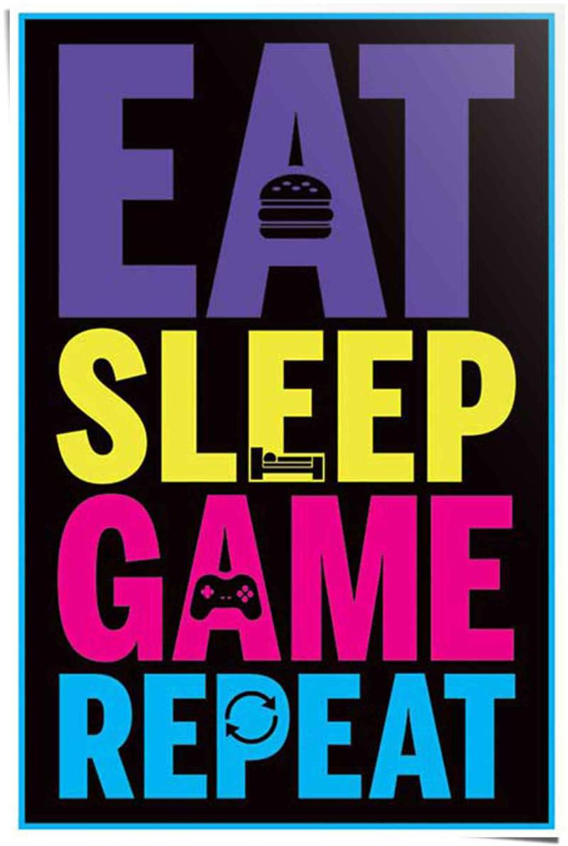 Reinders Poster "Eat sleep game repeat", (1 St.) von Reinders!