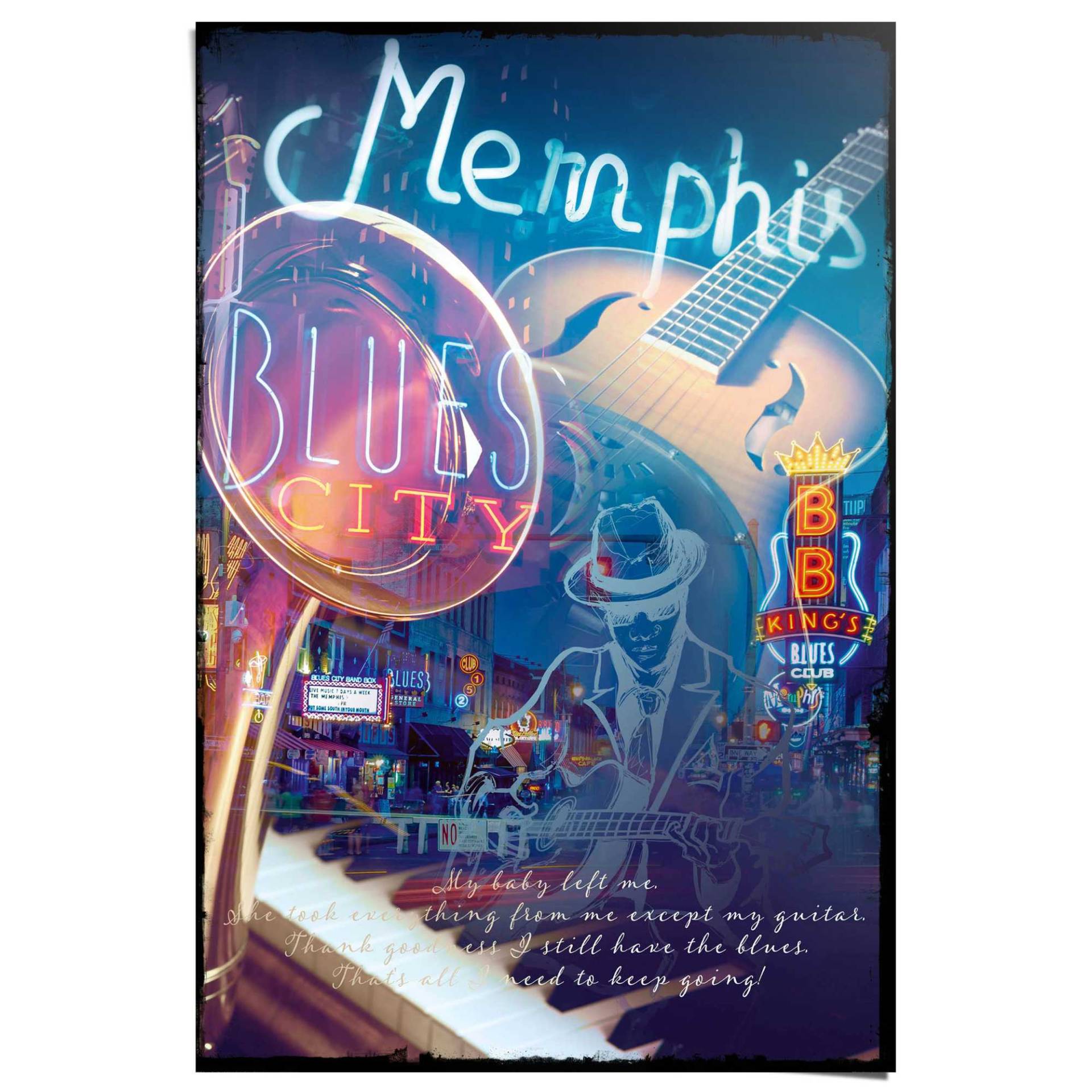 Reinders Poster "Memphis Blues City" von Reinders!