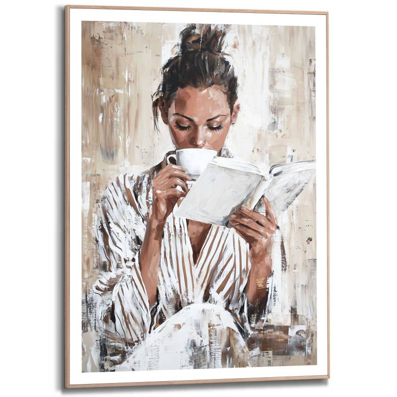 Reinders Poster "Morning Reading" Wohnzimmer - Frau - Lesen - Kaffee - Braun - MDF - Menschen - 50x70 cm von Reinders!