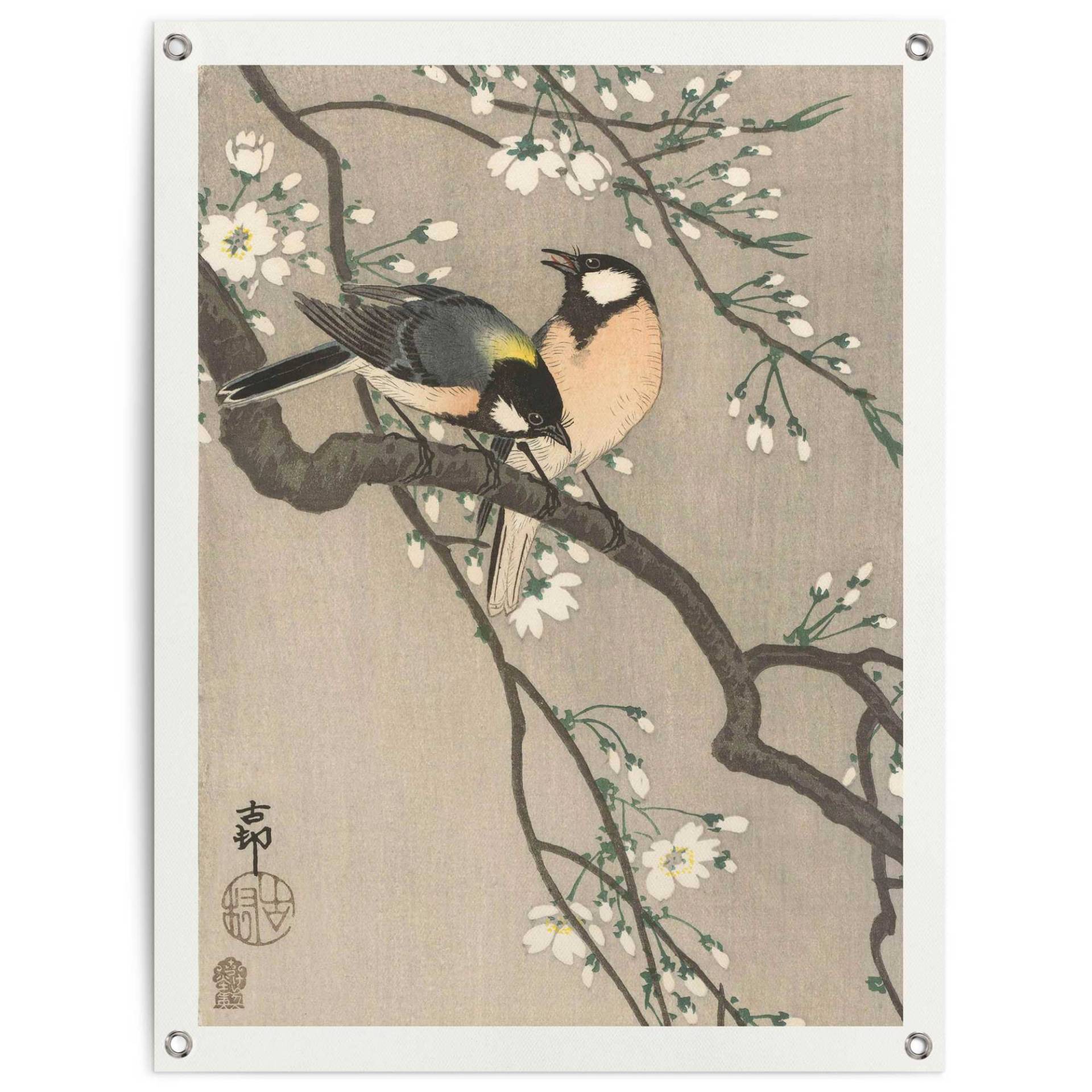 Reinders Poster "Ohara Koson Kohlmeisen auf Blütenzweig" von Reinders!