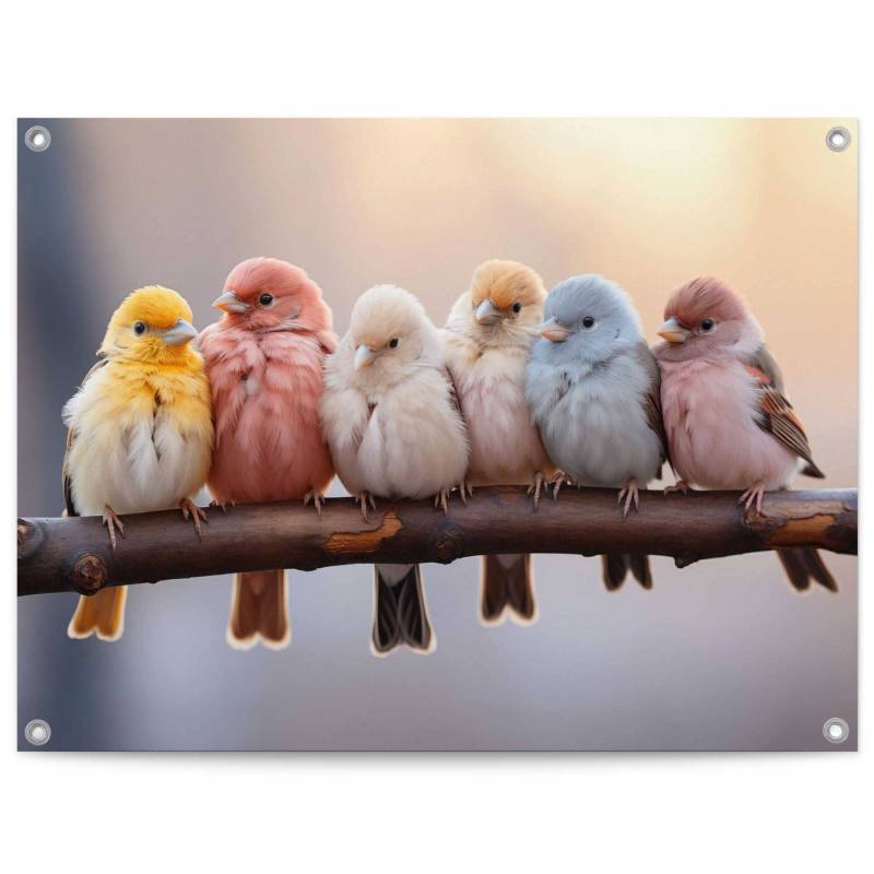 Reinders Poster "Pastel Birds" Garten - Gartenvögel - Mehrfarbig - Leinwand - Tiere - 80x60 cm von Reinders!