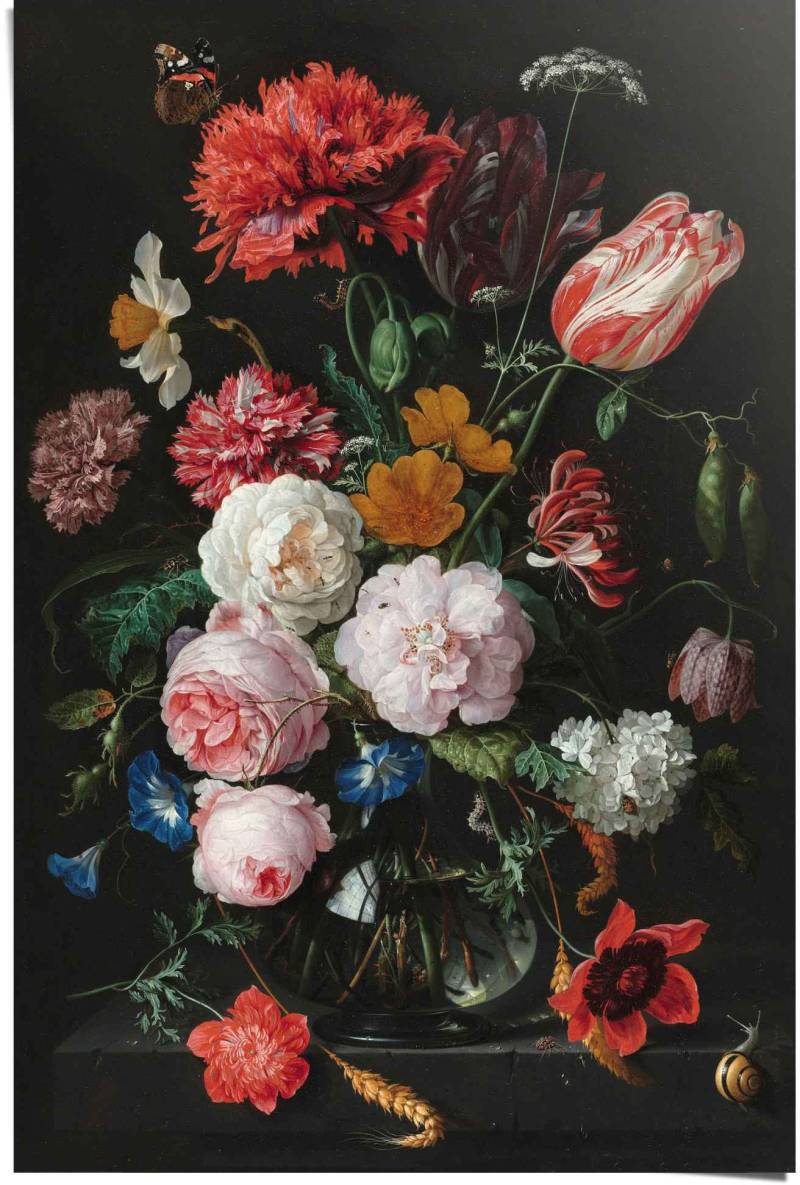 Reinders Poster "Poster Stillleben mit Blumenvase Jan Davidsz de Heem" Vasen 1 Stk. tlg. von Reinders!
