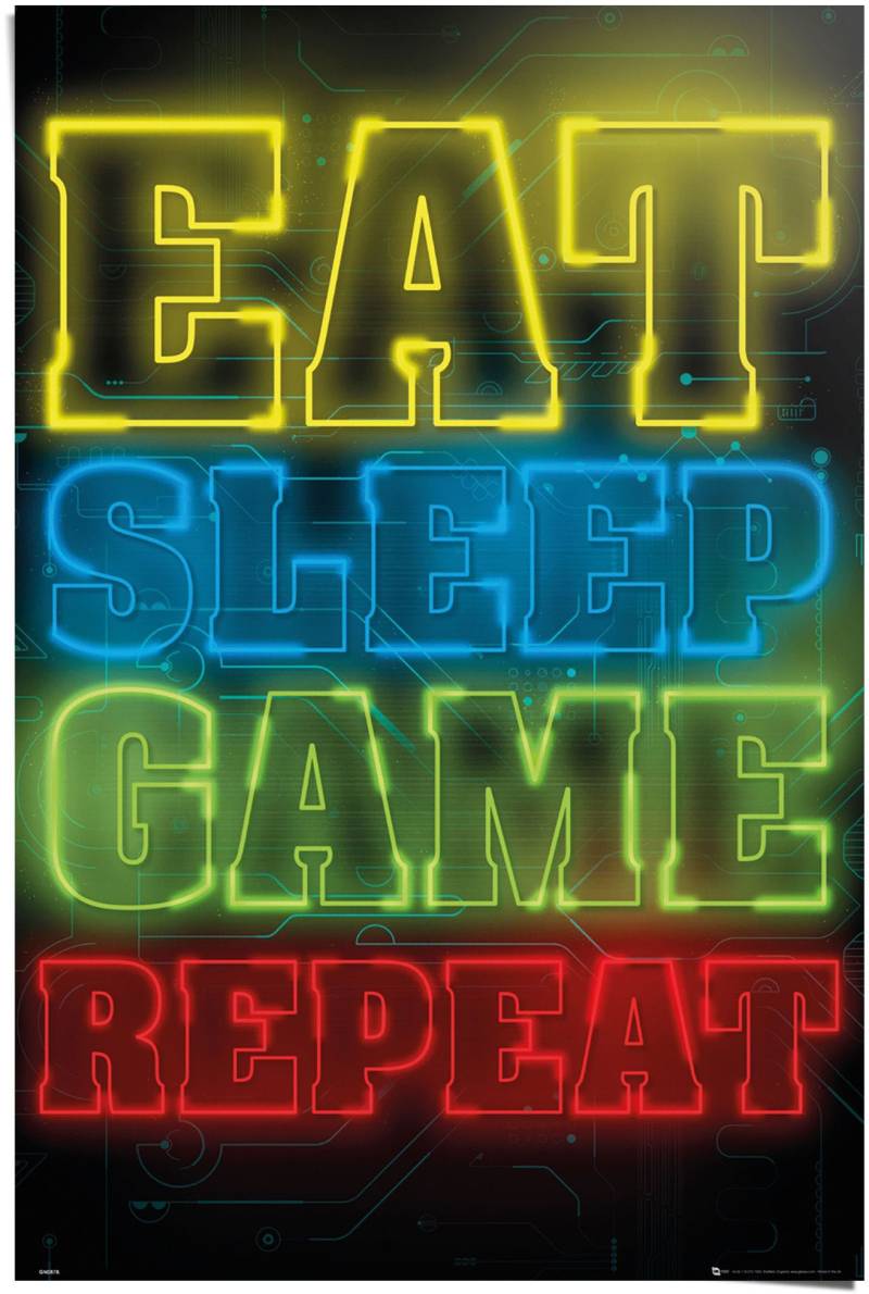 Reinders Poster "Poster Zocken Eat sleep game repeat" Spiele 1 Stk. tlg. von Reinders!
