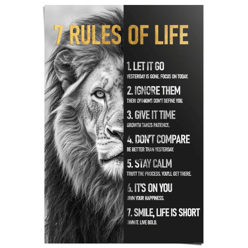Reinders Poster "Regeln des Lebens" Hobbyraum - Schwarz-Weiß - 150 gr. Papier - Sprüche - 61x91,5 cm von Reinders!