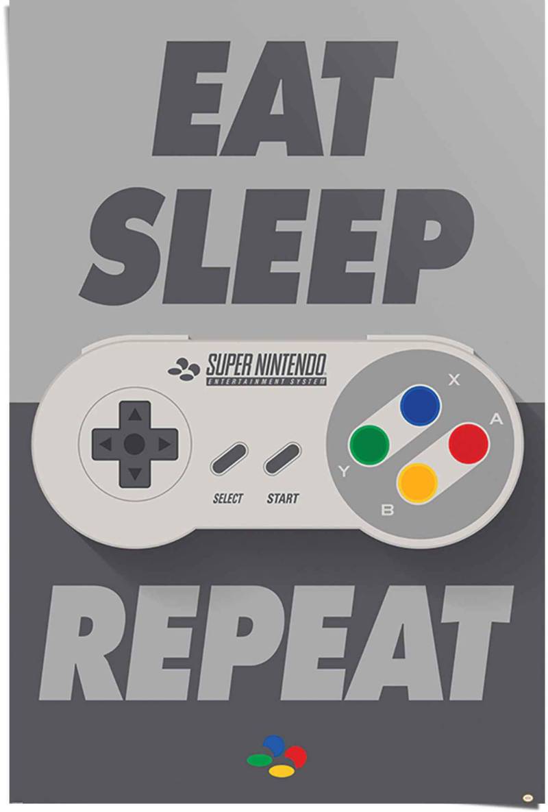 Reinders Poster "Super Nintendo Eat, sleep, repeat" 1 Stk. tlg. von Reinders!