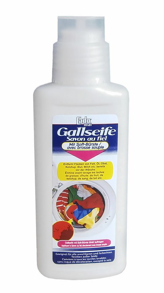 Reinex Flüssigseife GALLSEIFE mit Soft-Bürste 250ml Fleckentferner Fleckenlöser 16, Kernseife Flüssigseife Flecken Entferner Fleckbürste flüssig von Reinex