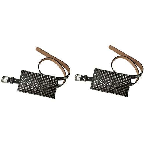 Reinscer 2X Mode Nieten HüFttasche Luxus Designer Gürteltasche Kleine Frauen Gürteltasche Handytasche (Schwarz) von Reinscer