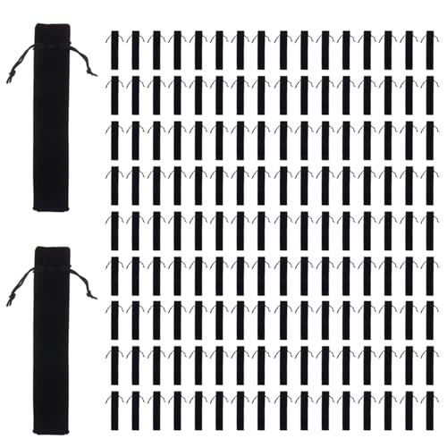 Reinscer 400 Stück Samt Stift Tasche Schwarz Kordelzug Tasche Einzel Stift Halter Verpackung Hülle für Schule Büro Werbe Geschenk von Reinscer