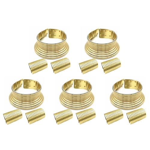 Reinscer 5X Afrikanische Halskette Schmuck Sets übertrieben Choker Halskette Zweihand Armband Frauen Hochzeit Feier Set Schmuck Gold von Reinscer