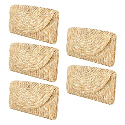 Reinscer 5X Stroh Kupplung GeldböRsen für Frauen Sommer Strand Hand, Hochzeit Umschlag Brief Tasche Farbe: von Reinscer